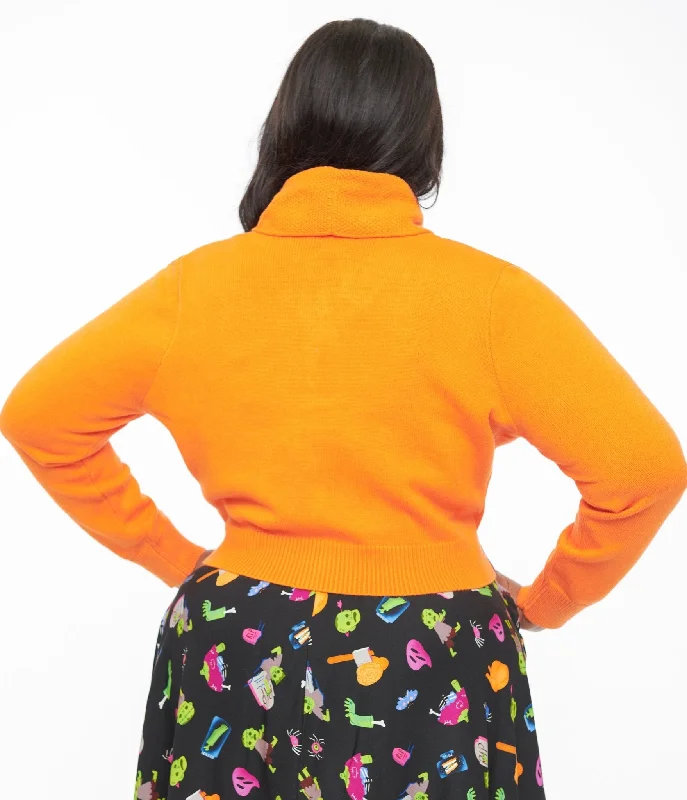 1950s Pumpkin Orange Cropped Cardigan