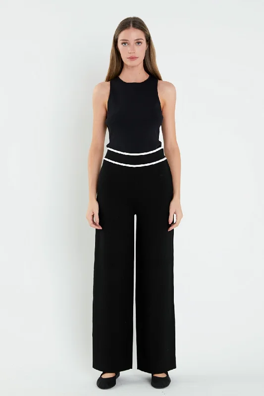 High-Waisted Wide-Leg Knit Pants