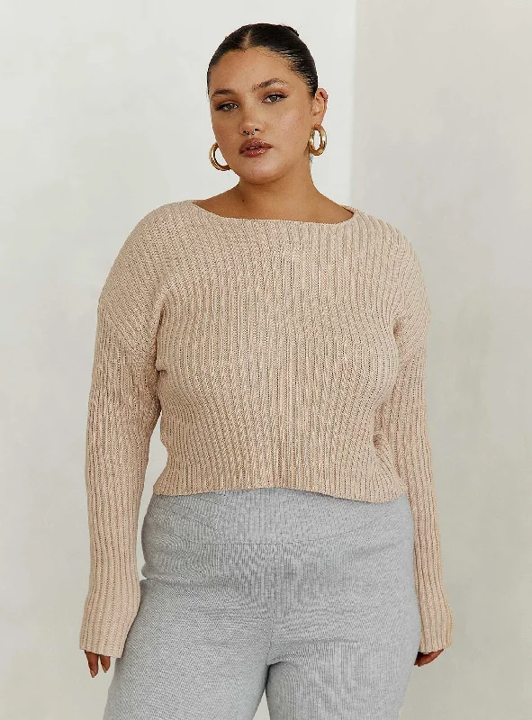 Alivia Cropped Sweater Beige Curve