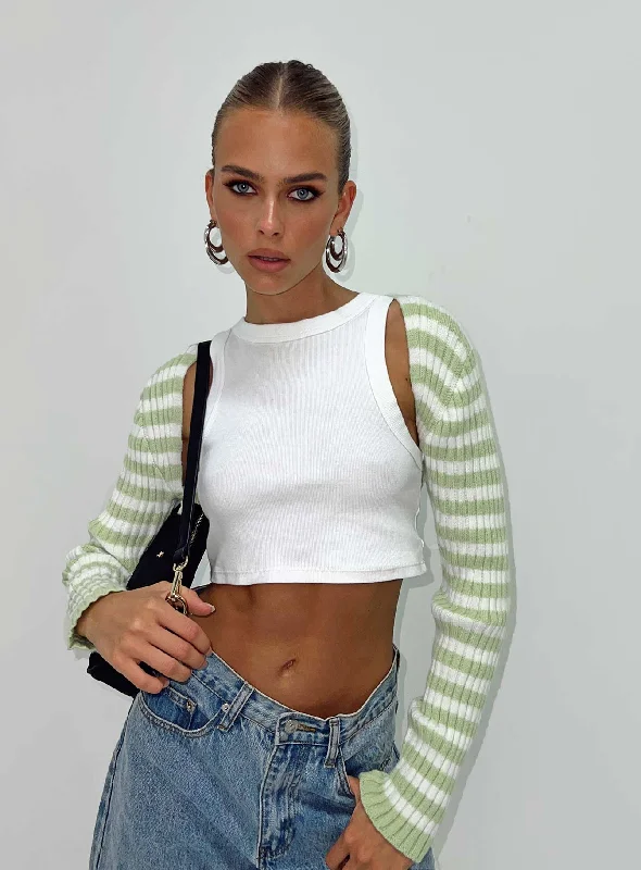 Aytan Bolero Sweater Green/White