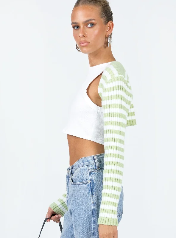 Aytan Bolero Sweater Green/White