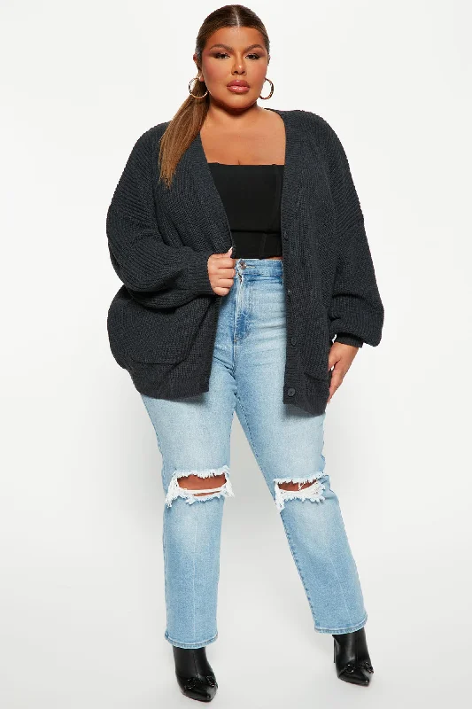 Be My Boyfriend Cardigan - Charcoal