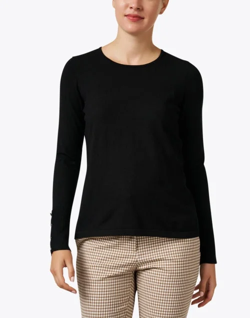 Black Button Cuff Top