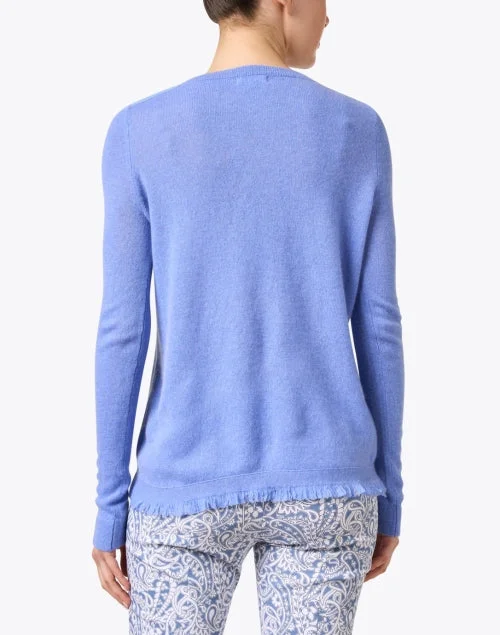 Blue Cashmere Fringe Sweater