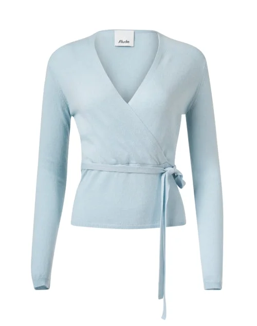 Blue Wool Cashmere Wrap Sweater