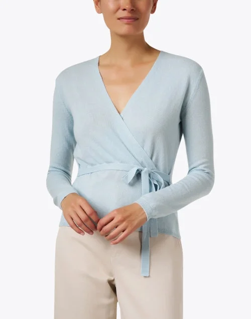 Blue Wool Cashmere Wrap Sweater