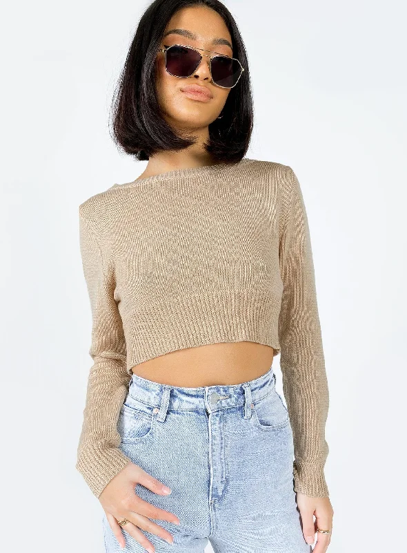 Britta Cropped Sweater Beige