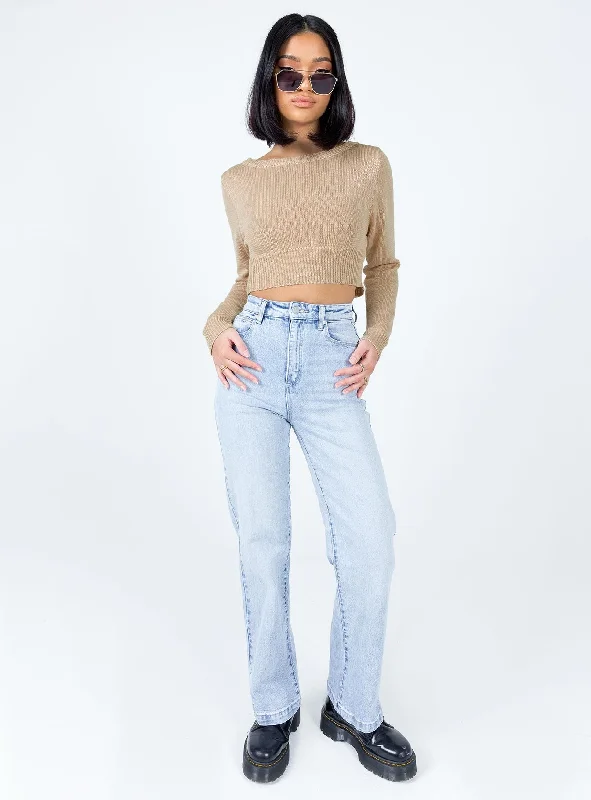 Britta Cropped Sweater Beige