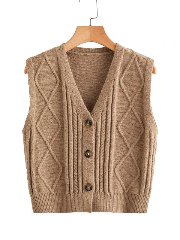 Button Front Ribbed Knit Cardigan