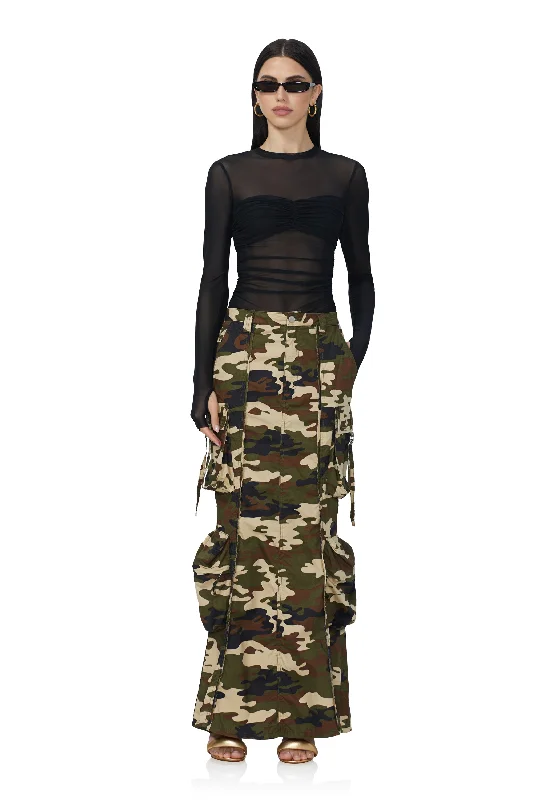 Cassie Cargo Maxi Skirt - Woodland Camo