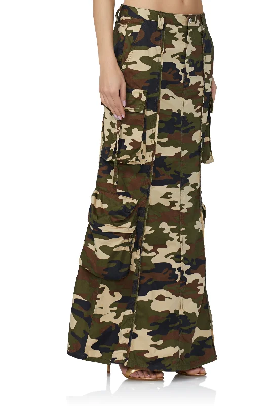 Cassie Cargo Maxi Skirt - Woodland Camo