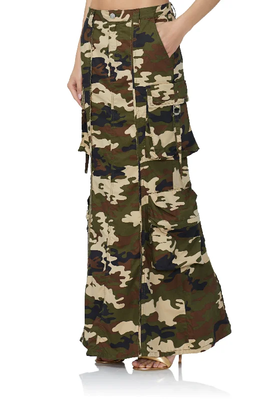 Cassie Cargo Maxi Skirt - Woodland Camo