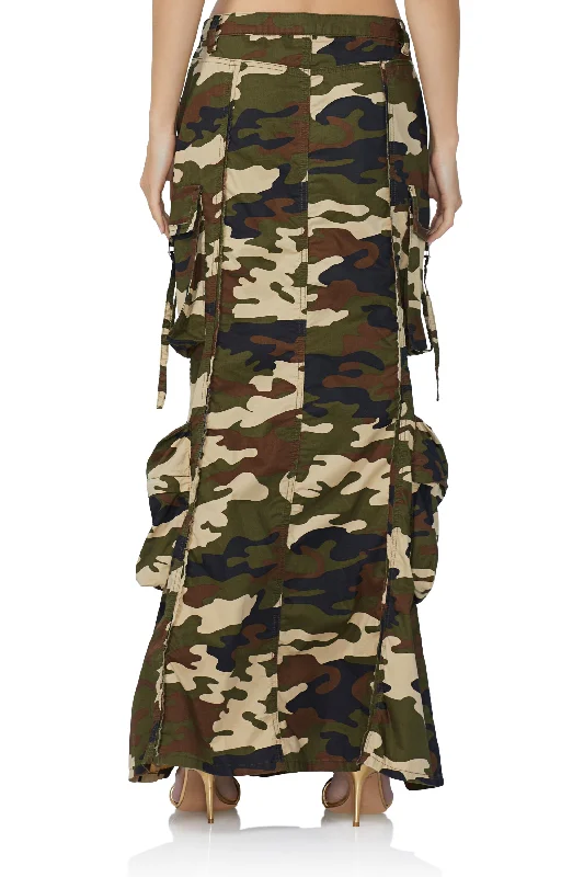 Cassie Cargo Maxi Skirt - Woodland Camo