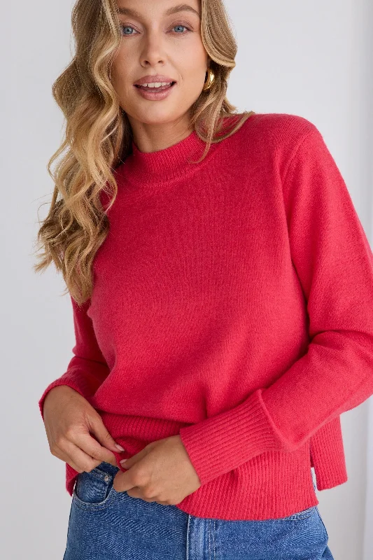 Cloud Coral Funnel Neck Knit Jumper