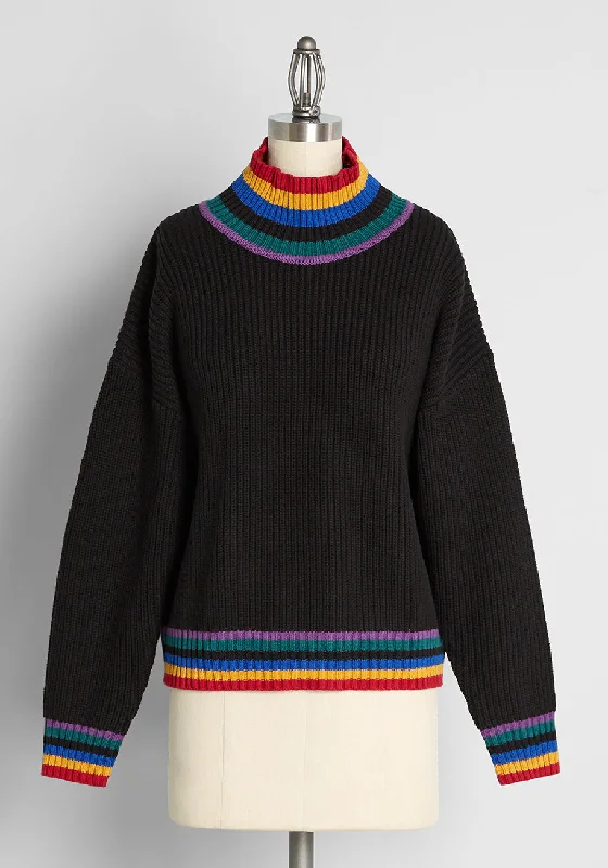 Coloring Between The Lines Mock Neck Sweater