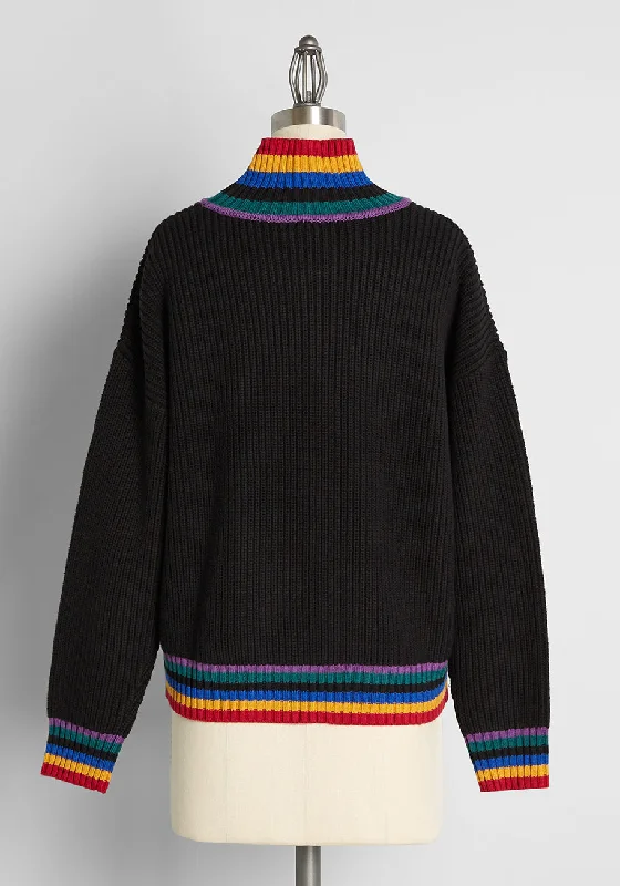 Coloring Between The Lines Mock Neck Sweater