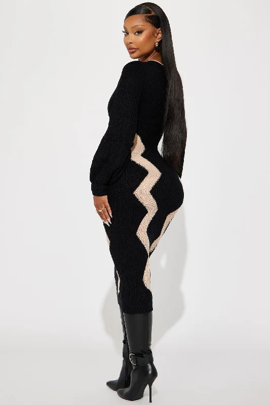 Daniella Sweater Maxi Dress - Black/combo