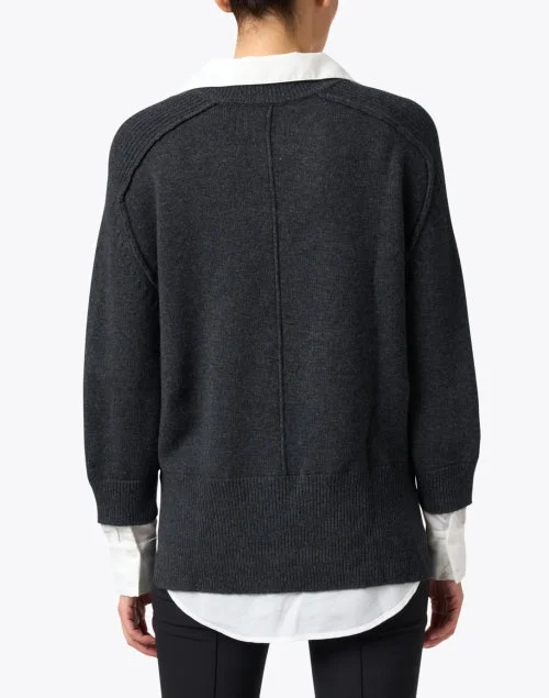 Dark Charcoal Sweater with White Underlayer