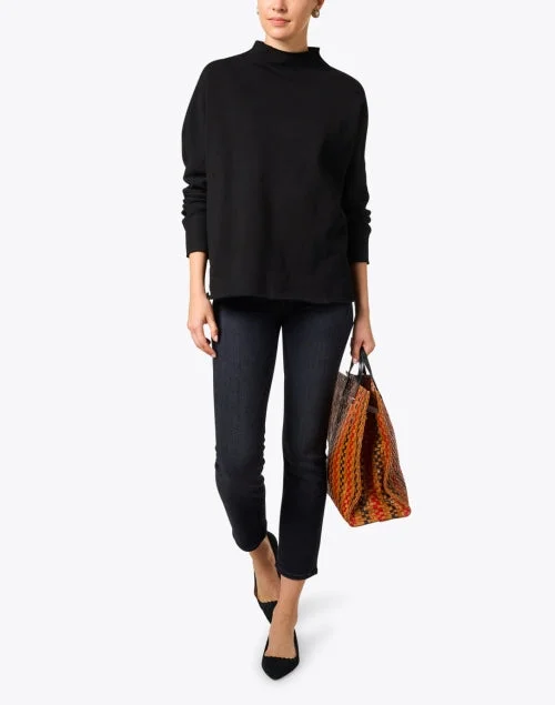 Effie Black Cotton Funnel Neck Sweatshirt