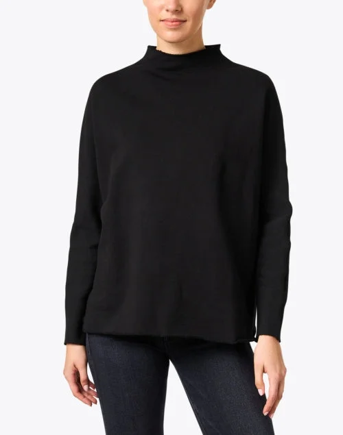 Effie Black Cotton Funnel Neck Sweatshirt