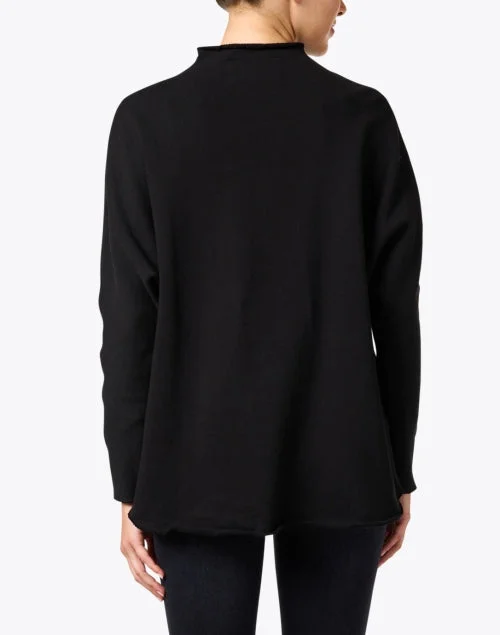 Effie Black Cotton Funnel Neck Sweatshirt