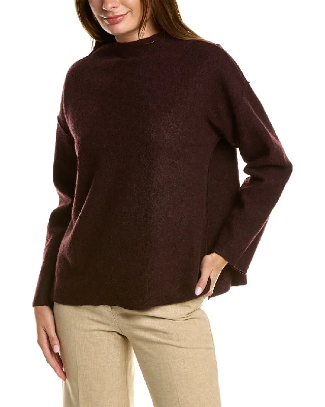 EILEEN FISHER Funnel Neck Box Wool Top