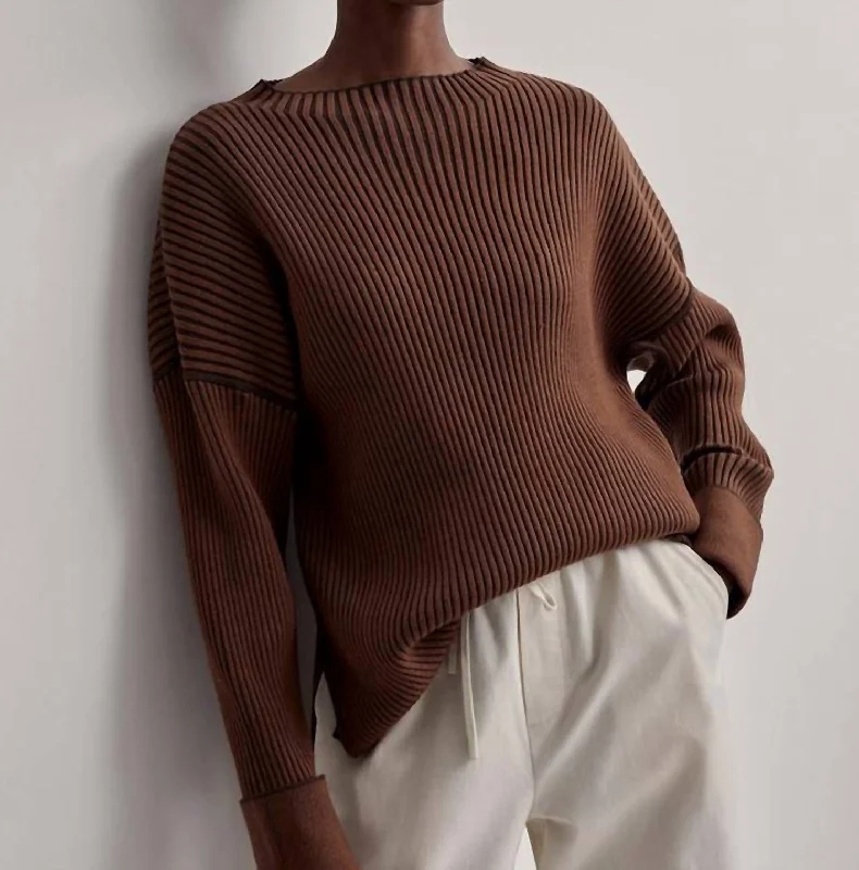 Emile Rib Knit Sweater In Rawhide