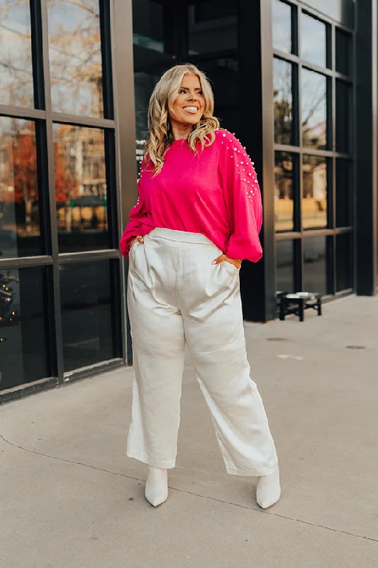 Feeling Spontaneous Embellished Sweater Top In Hot Pink Curves