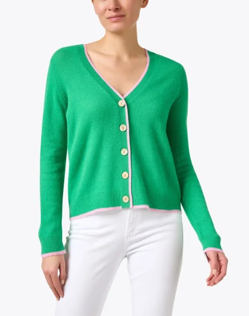 Green and Pink Cashmere Cardigan