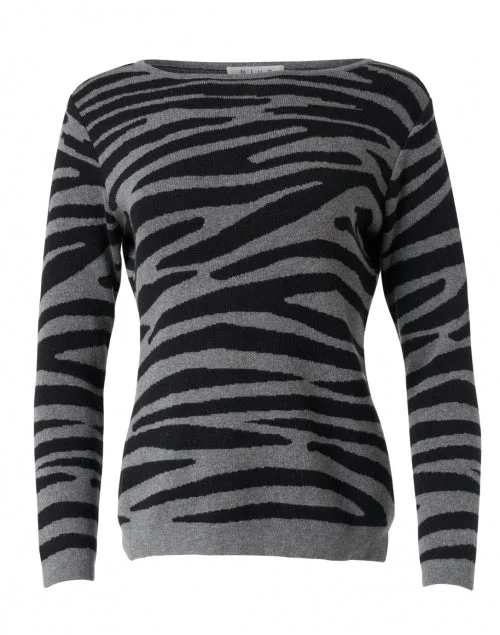 Grey and Black Tiger Stripe Pima Cotton Sweater