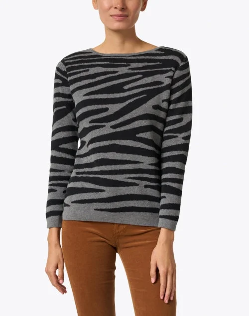 Grey and Black Tiger Stripe Pima Cotton Sweater