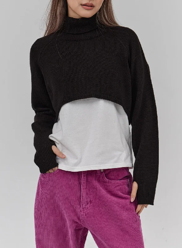 Handwarmer Crop Knit Turtleneck CN21