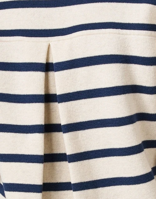 Ivory and Navy Striped Cotton Cardigan