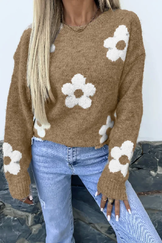 Jana Camel Knit Floral Jumper