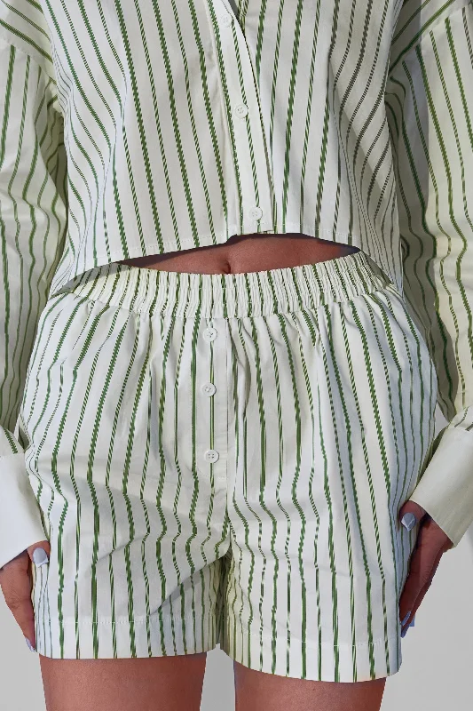 Kaiia Boxer Shorts Co Ord Green Stripe