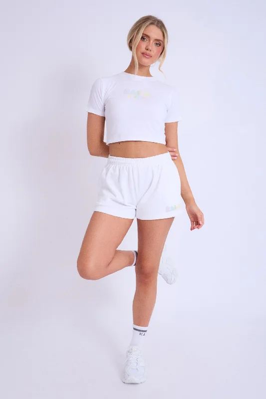 Kaiia Design Bubble Logo Sweat Shorts Off White & Rainbow