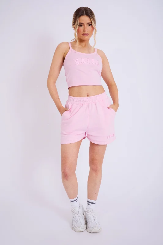 Kaiia Logo Sweat Shorts Baby Pink