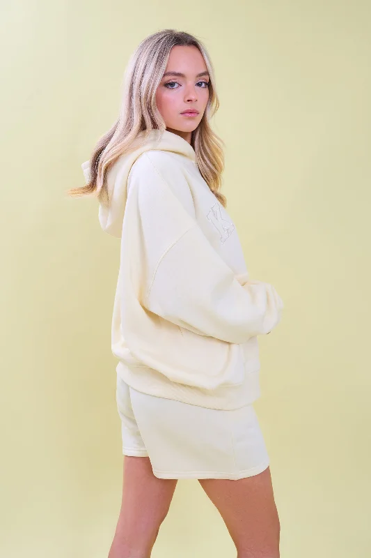 Kaiia Slogan Oversized Hoodie Lemon