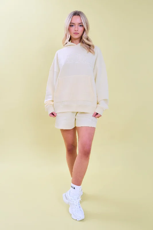 Kaiia Slogan Oversized Hoodie Lemon