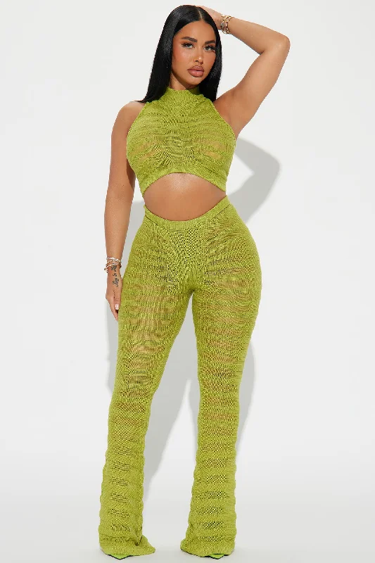 Key West Sheer Pant Set - Chartreuse