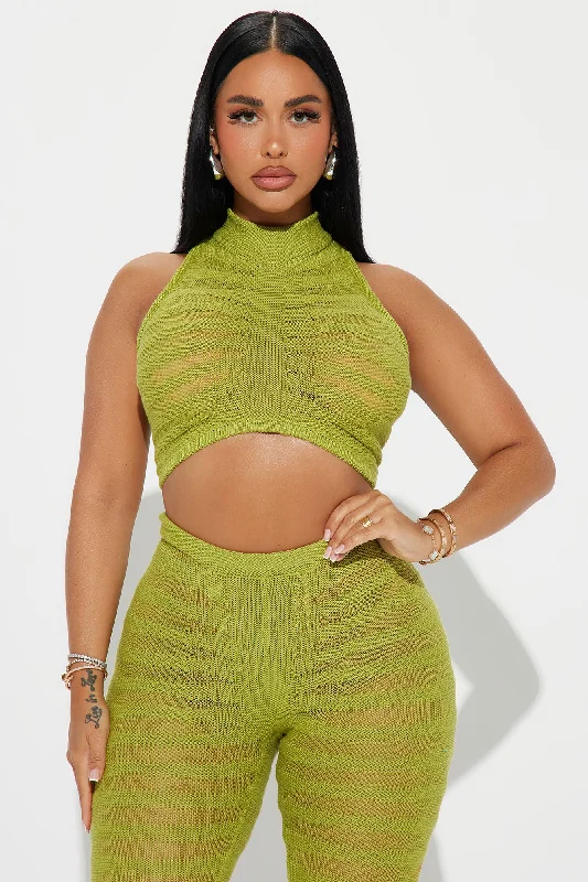 Key West Sheer Pant Set - Chartreuse