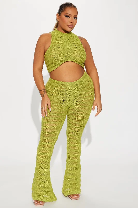 Key West Sheer Pant Set - Chartreuse