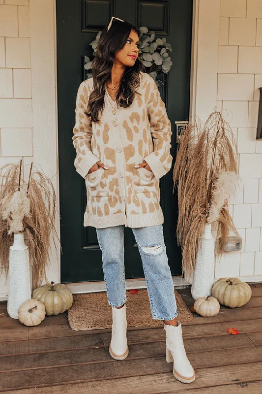 Maple Morning Leopard Cardigan In Cream