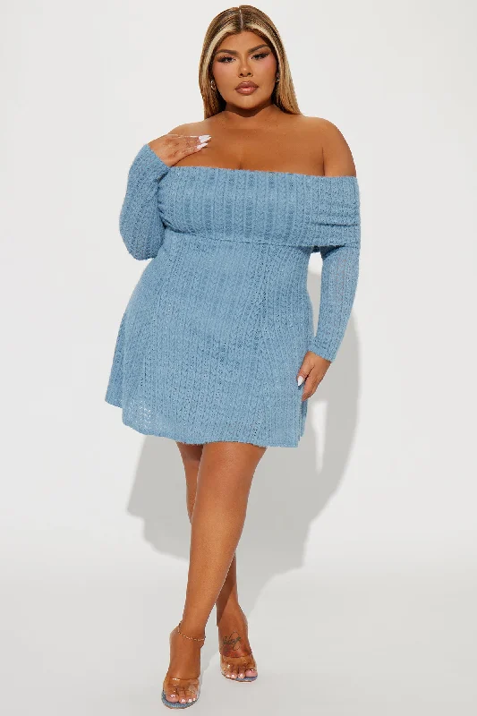 Margeaux Mini Dress - Dusty Blue