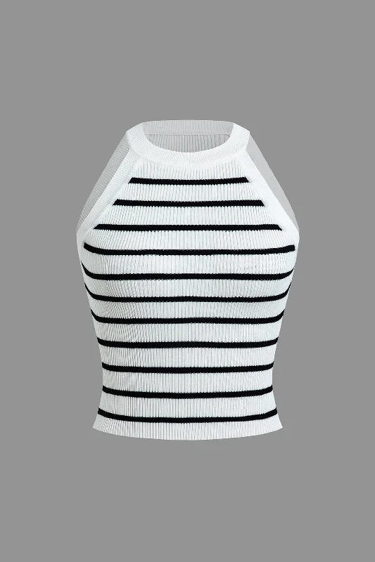 Stripe Print Knit Tank Top