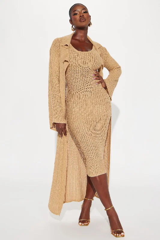 Mia 2 Piece Sweater Midi Dress Set - Mocha