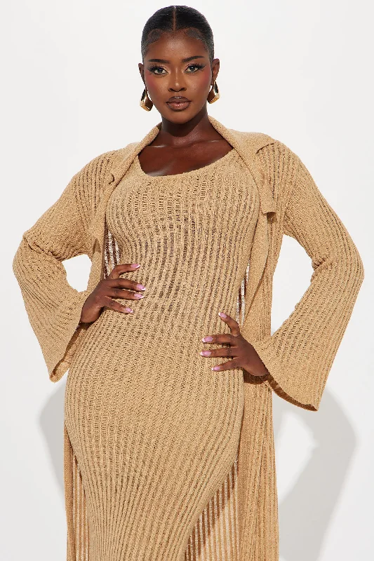 Mia 2 Piece Sweater Midi Dress Set - Mocha