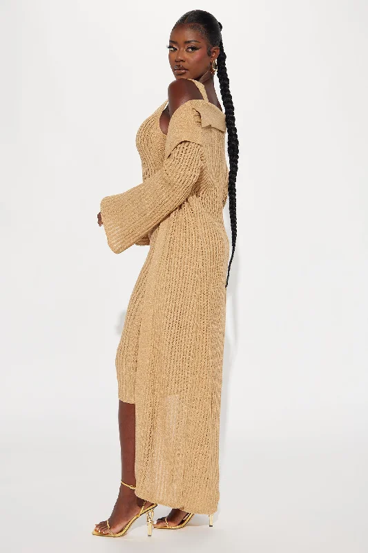 Mia 2 Piece Sweater Midi Dress Set - Mocha