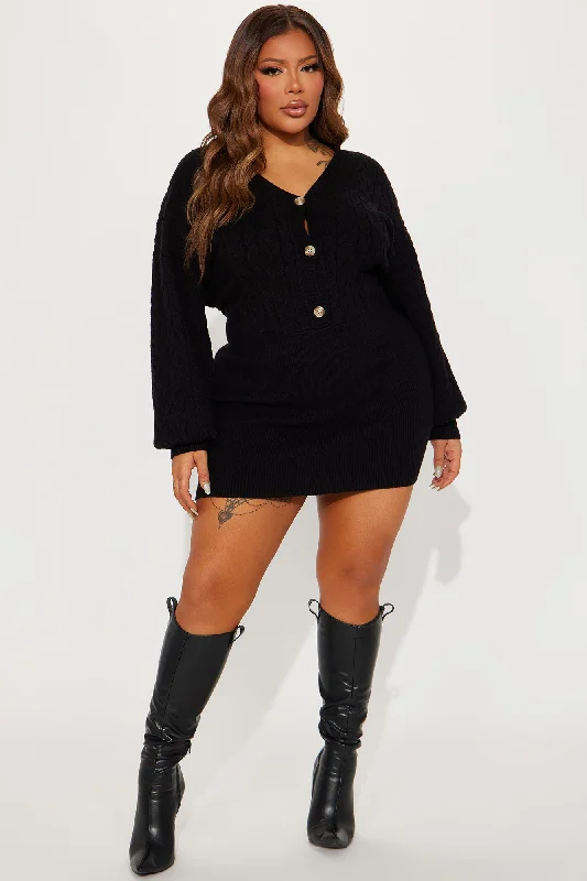 Michelle Sweater Mini Dress - Black