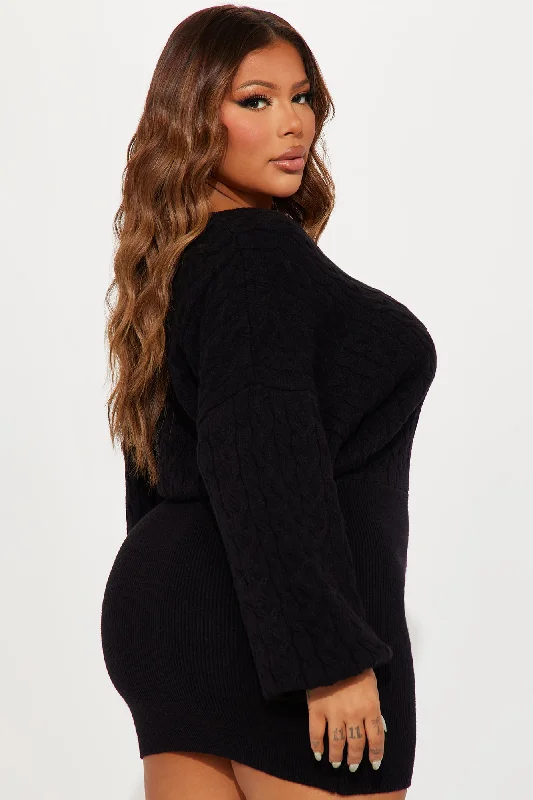 Michelle Sweater Mini Dress - Black